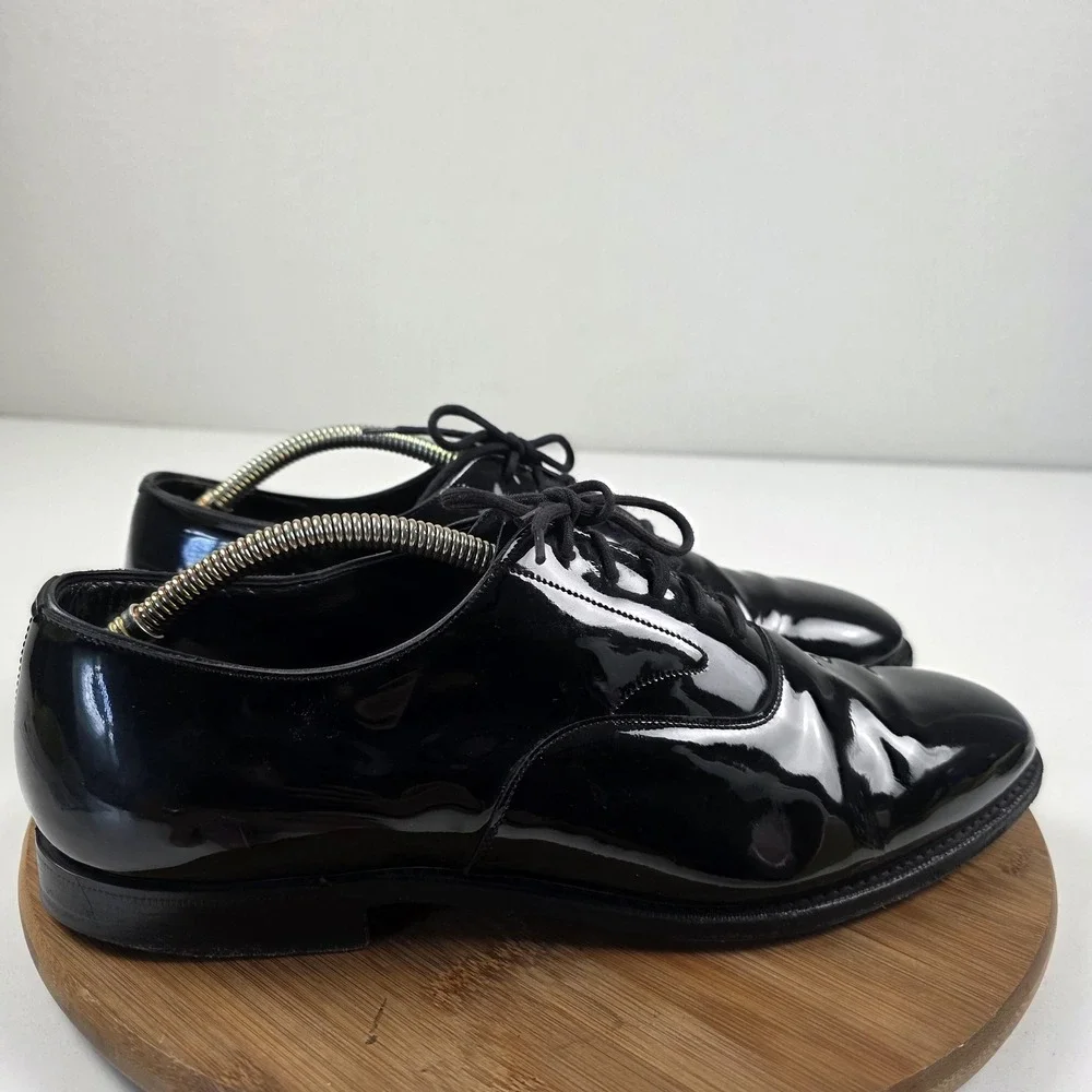Brooks Brothers Peal & Co Shoes Mens Size 11.5 D Black Patent Oxford Dress